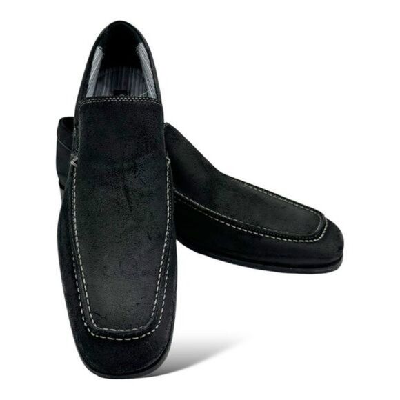 Gordon Rush Black Suede Slip-On Italian Loafer Striped Lining Work Casual Sz 11‎ main image 8